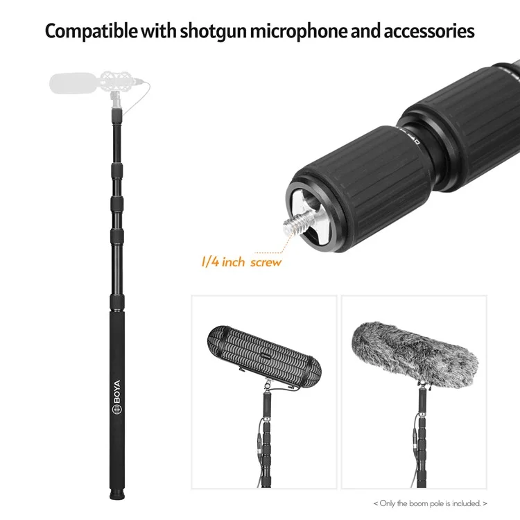 BOYA BY-PB25A Portable Handheld Microphone Boom Pole Aluminum Alloy Microphone Extension Rod