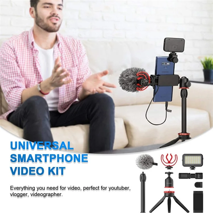 BOYA BY-VG350 Ultimate Smartphone Kit de Video Con Micrófono Supercardioide BY-MM1+ y Luz LED