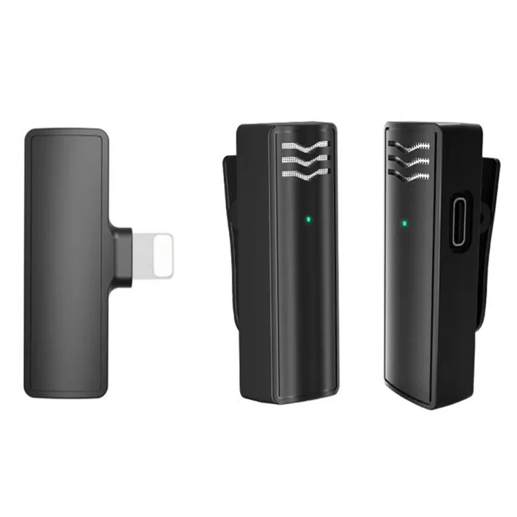 J60 Wireless Lavalier Microphone Set 2 Transmitter + Receiver Portable Mini Lightning Lavalier Mic for Live Streaming, Interview