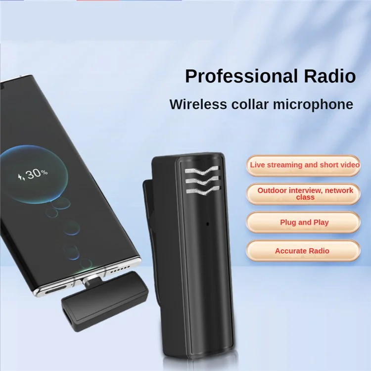 J60 Wireless Lavalier Microphone Set 2 Transmitter + Receiver Portable Mini Lightning Lavalier Mic for Live Streaming, Interview