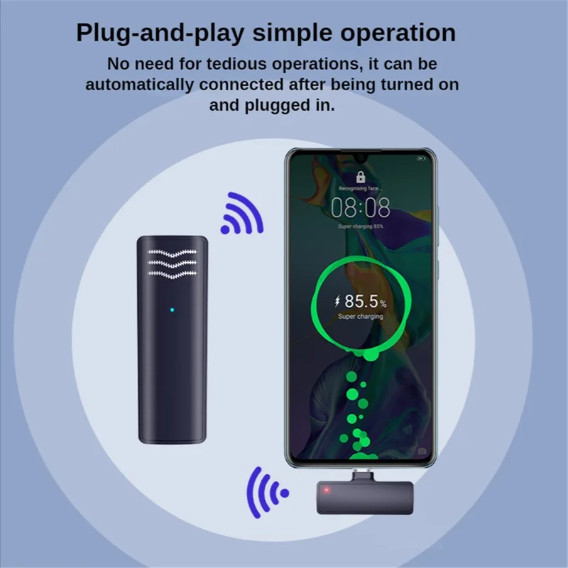 Transmisor inalámbrico de micrófono lavalier miniatura J60 + Receptor Micrófono lavalier portátil con conector Tipo-C