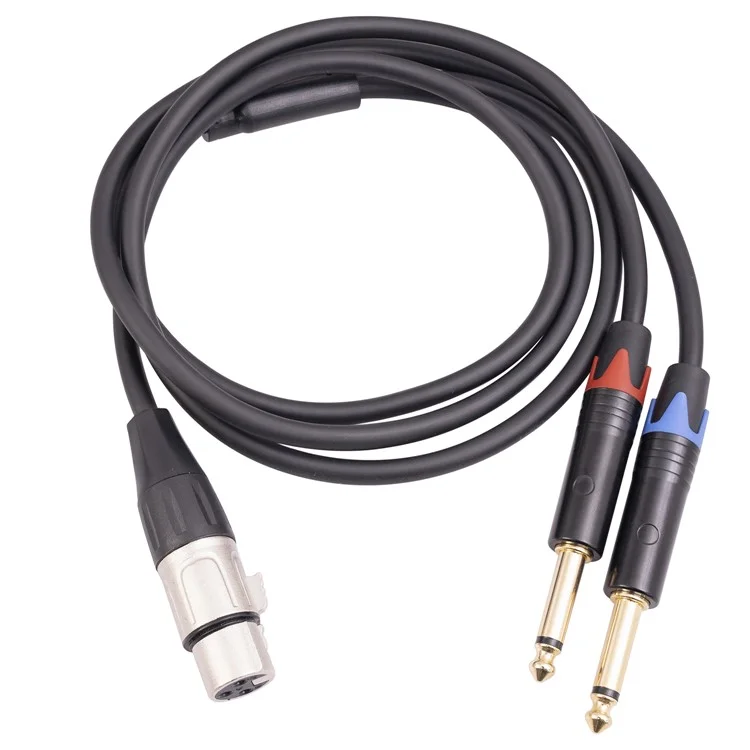 6.35mm Audio Cable XLR Female 3-Pin to Dual Male 1 / 4 Inch TS AUX Adapter Splitter Cord Converter Wire, 2m