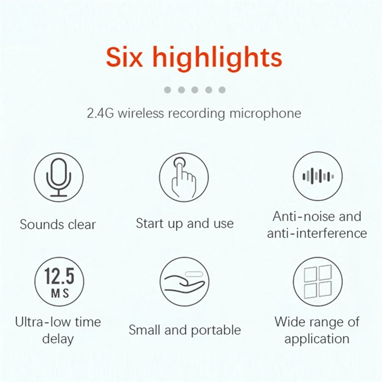 YELANGU MX5 Wireless Lavalier Microphone Set Transmitter + Receiver Portable 2.4G Mic with Clip - White