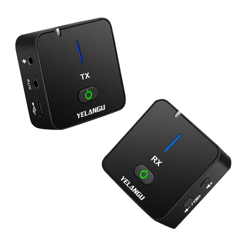 YELANGU MX5 Kabellose Lavalier-Mikrofongarnitur Sender + Empfänger Tragbares 2,4G-Mikrofon mit Clip - Schwarz