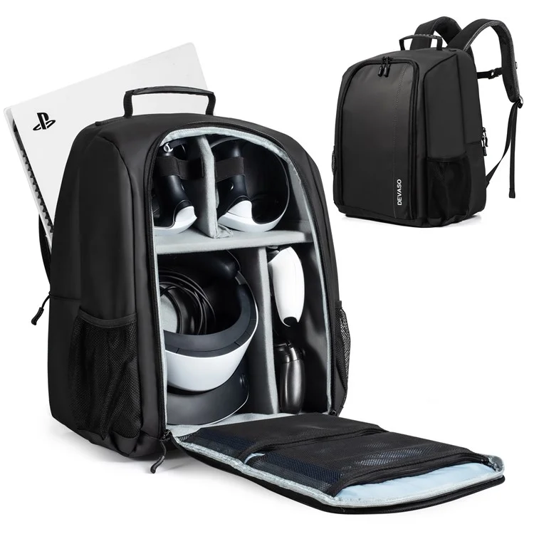 DEVASO Per Sony PlayStation 5 Borsa per le spalle Organizer per console da gioco Custodia per VR2 Zaino per archiviazione VR
