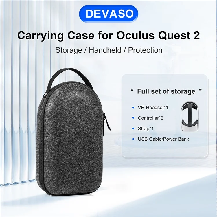 Devaso Pour Oculus Quest2 / Meta Quest 3 VR Lunettes de Rangement Sac de Rangement Fonction de Feutre de Choc en Feutre