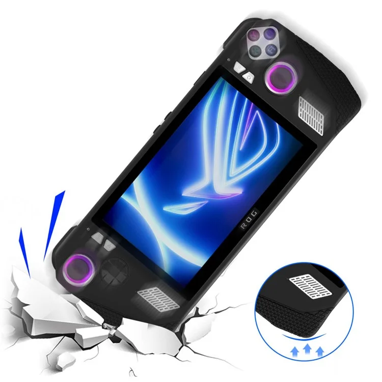 Für ASUS ROG Ally Game Console Aufbewahrungstasche, tragbare Tragetasche mit Silikonhülle - Lila