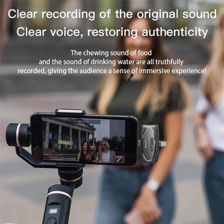 YESIDO KR11 Type-C Clip Design Microphone Low Delay Wireless Video Recording Mic (1 Transmitter + 1 Receiver)