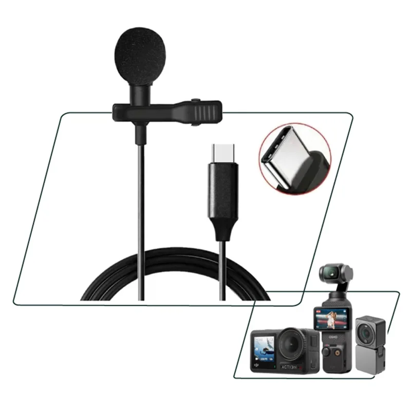 OP3-MKF-HTX For DJI Pocket 3 / Action 4 / 3 / 2 Type-C Lavalier Microphone Hi-Fi Recording Mic