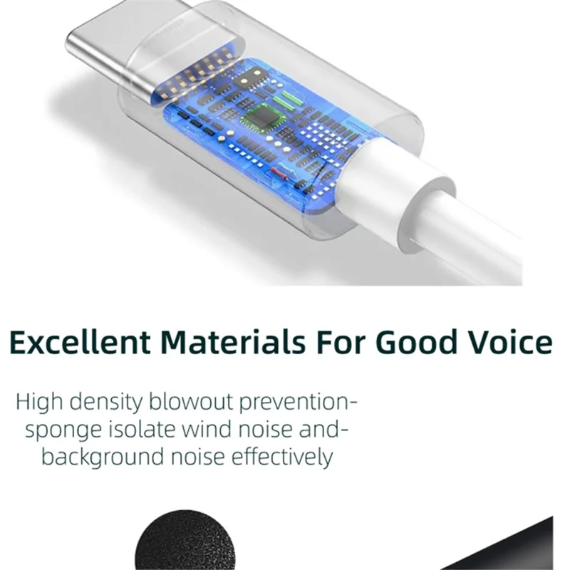 OP3-MKF-HTX For DJI Pocket 3 / Action 4 / 3 / 2 Type-C Lavalier Microphone Hi-Fi Recording Mic