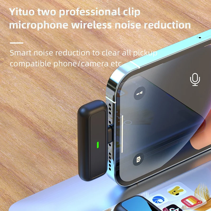 SX6 Digital Display Microphone Wireless Lavalier Mic Set with Type-C Receiver for Outdoor Live Streaming, Radio Recording - Yellow