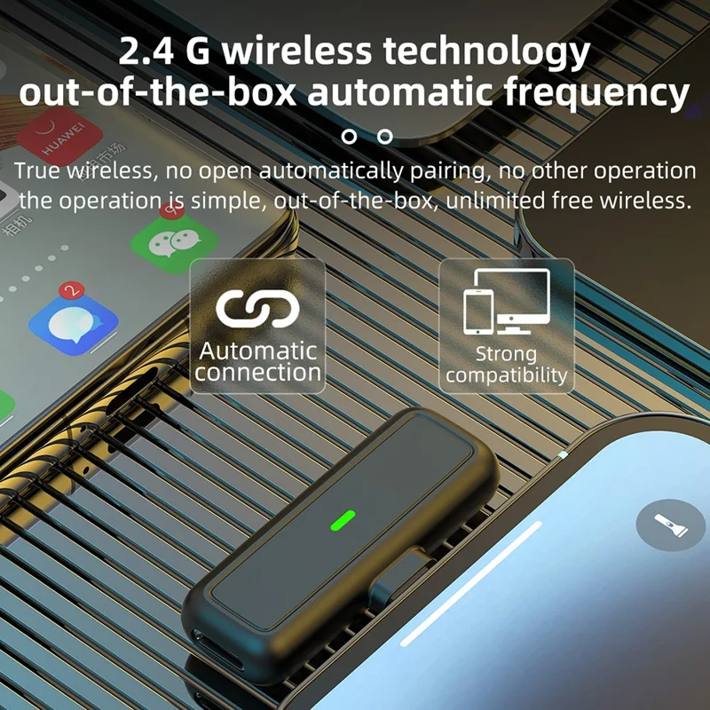 SX5 Type-C Lavalier Microphone Wireless Video Recording Lapel Clip-on Mic with Digital Display Charging Bin - Yellow