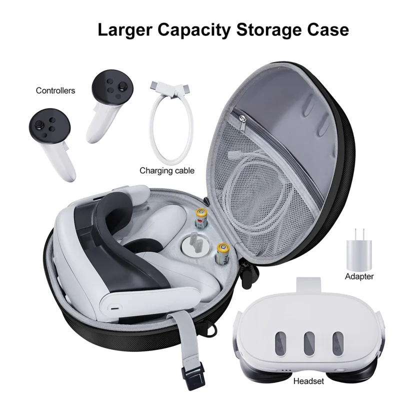 JYS JYS-MQ007 Pour Meta Quest 3 Sac de rangement portable en EVA rigide Sac de protection pour casque VR - Noir