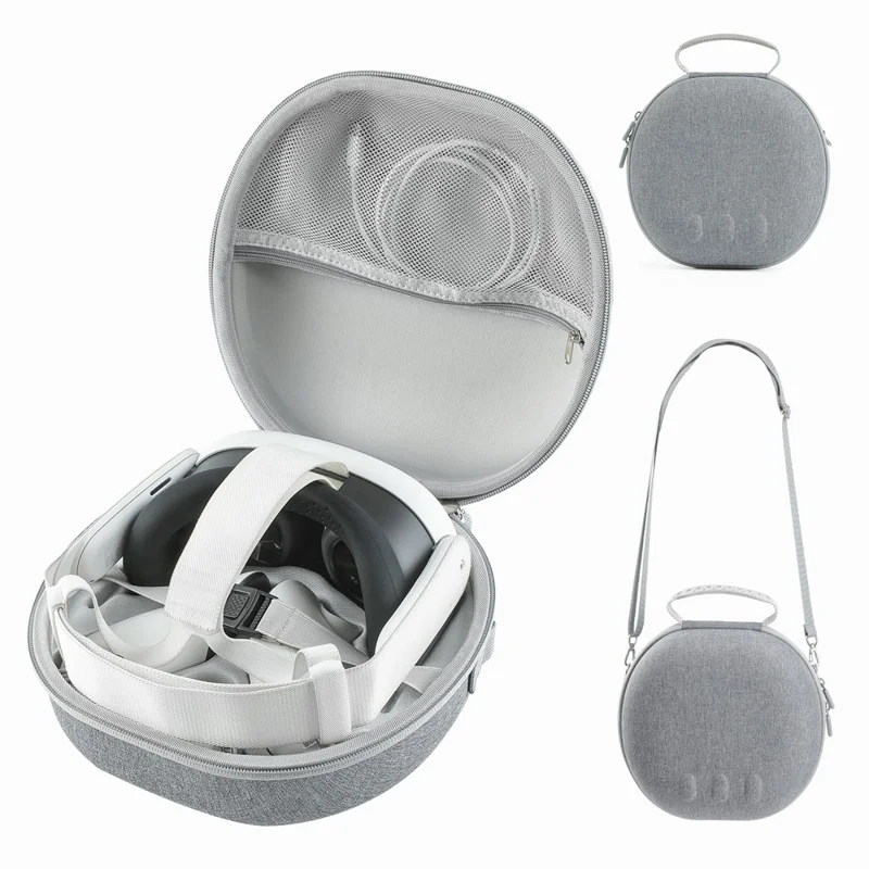 JYS JYS-MQ007 For Meta Quest 3 Hard EVA Portable Storage Bag VR Helmet Handle Protection Bag - Grey