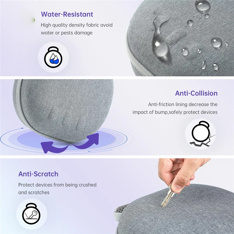 JYS JYS-MQ007 For Meta Quest 3 Hard EVA Portable Storage Bag VR Helmet Handle Protection Bag - Grey