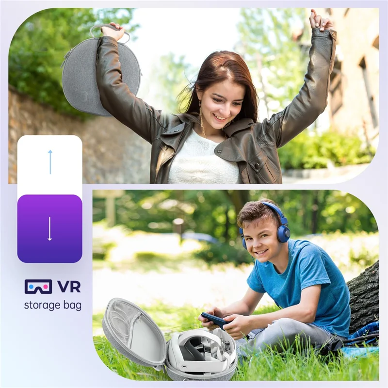 JYS JYS-MQ007 For Meta Quest 3 Hard EVA Portable Storage Bag VR Helmet Handle Protection Bag - Grey