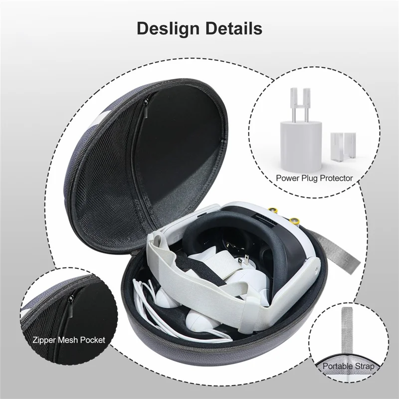 JYS JYS-MQ008 For Meta Quest 3 VR Glasses Shockproof Carrying Case Portable Hard Shell Bag Handbag - Logo / Black