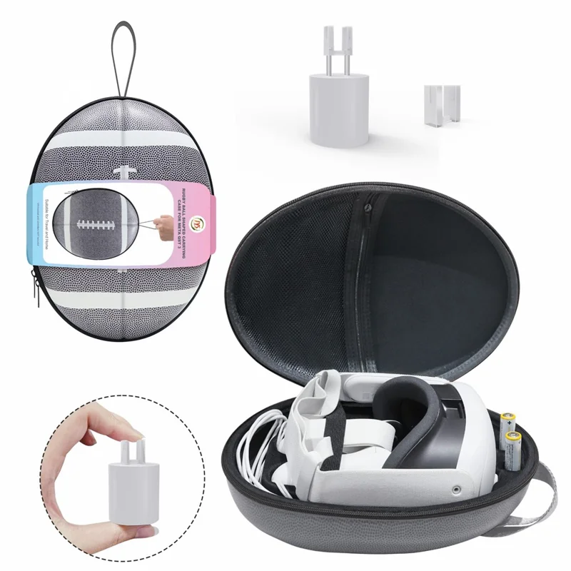 JYS JYS-MQ008 For Meta Quest 3 VR Glasses Shockproof Carrying Case Portable Hard Shell Bag Handbag - Logo / Black