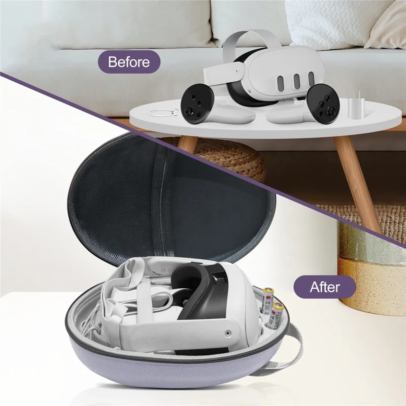 JYS JYS-MQ008 For Meta Quest 3 VR Glasses Shockproof Carrying Case Portable Hard Shell Bag Handbag - Logo / Grey