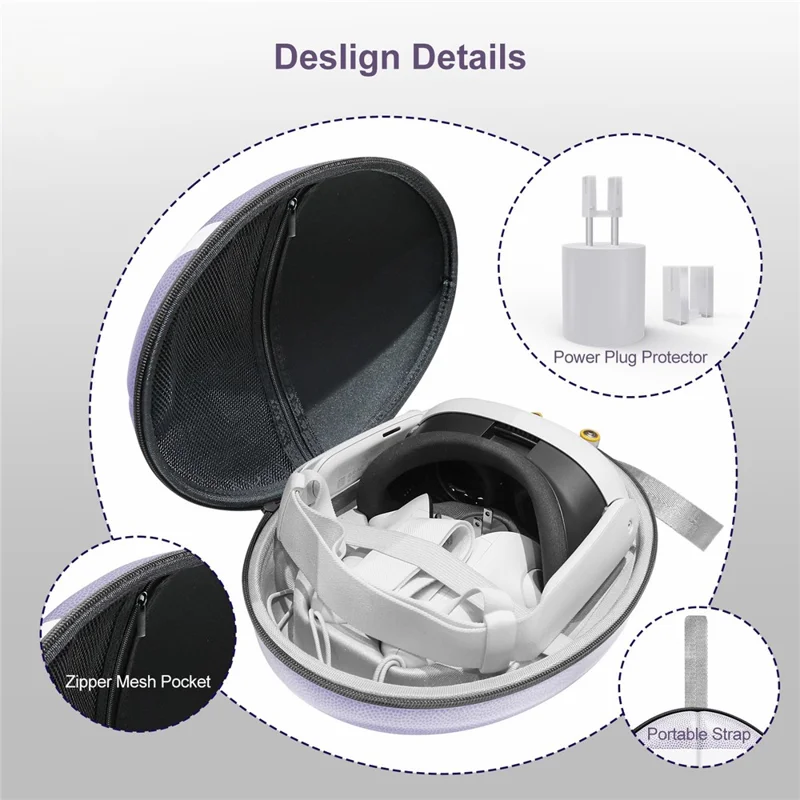 JYS JYS-MQ008 For Meta Quest 3 VR Glasses Shockproof Carrying Case Portable Hard Shell Bag Handbag - Logo / Grey