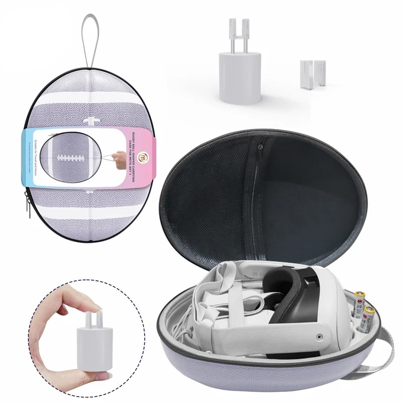 JYS JYS-MQ008 For Meta Quest 3 VR Glasses Shockproof Carrying Case Portable Hard Shell Bag Handbag - Logo / Grey