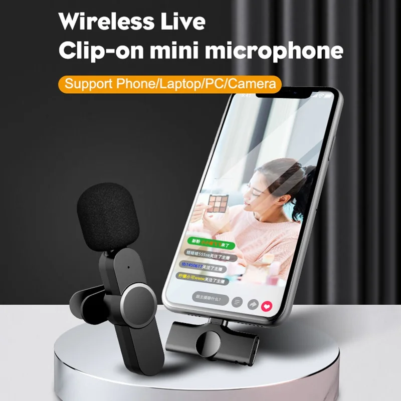 K5 Trådløs Lavaliermikrofon Mini Clip-on Optagelsesmikrofon (2 sendere + 1 modtager) - Til Apple