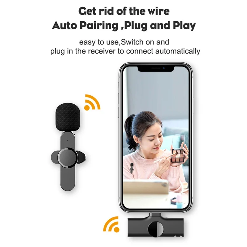 K5 Trådløs Lavaliermikrofon Mini Clip-on Optagelsesmikrofon (2 sendere + 1 modtager) - Til Apple