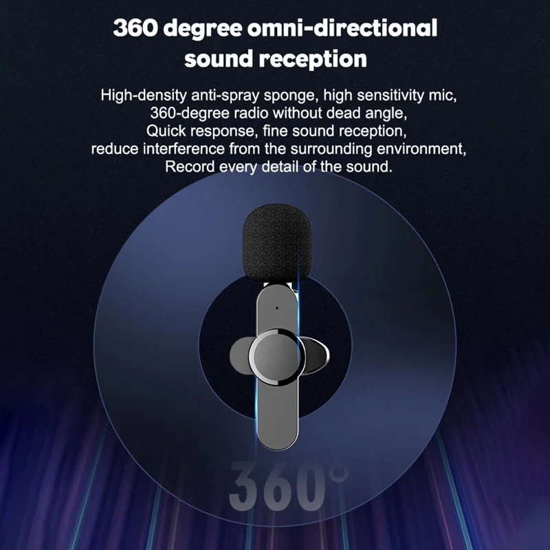 K5 Trådløs Lavaliermikrofon Mini Clip-on Optagelsesmikrofon (2 sendere + 1 modtager) - Til Apple