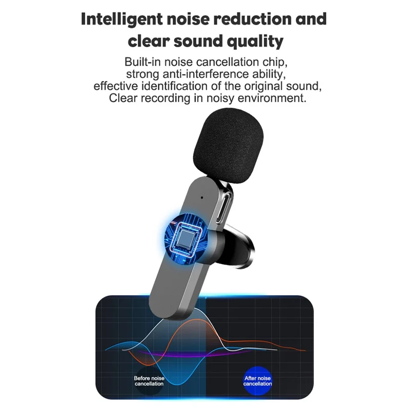 K5 Trådløs Lavaliermikrofon Mini Clip-on Optagelsesmikrofon (2 sendere + 1 modtager) - Til Apple