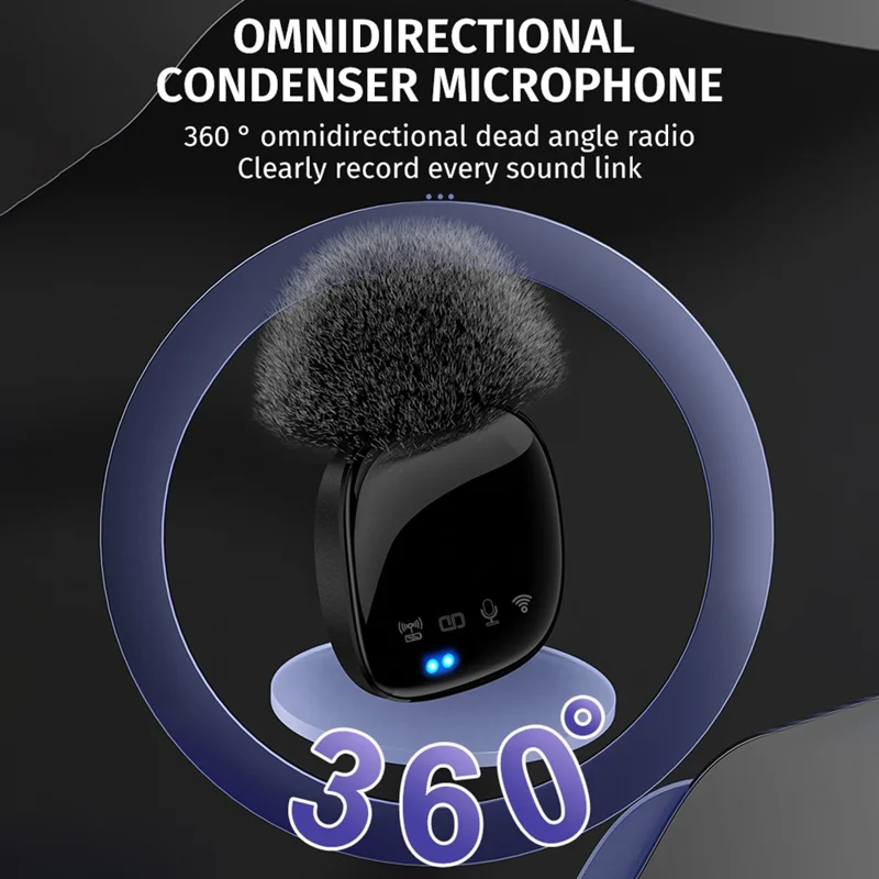 R8 Bluetooth-compatible Clip-On Recording Mic Wireless Lavalier Microphone (1 Transmitter + 1 Receiver) - For Apple