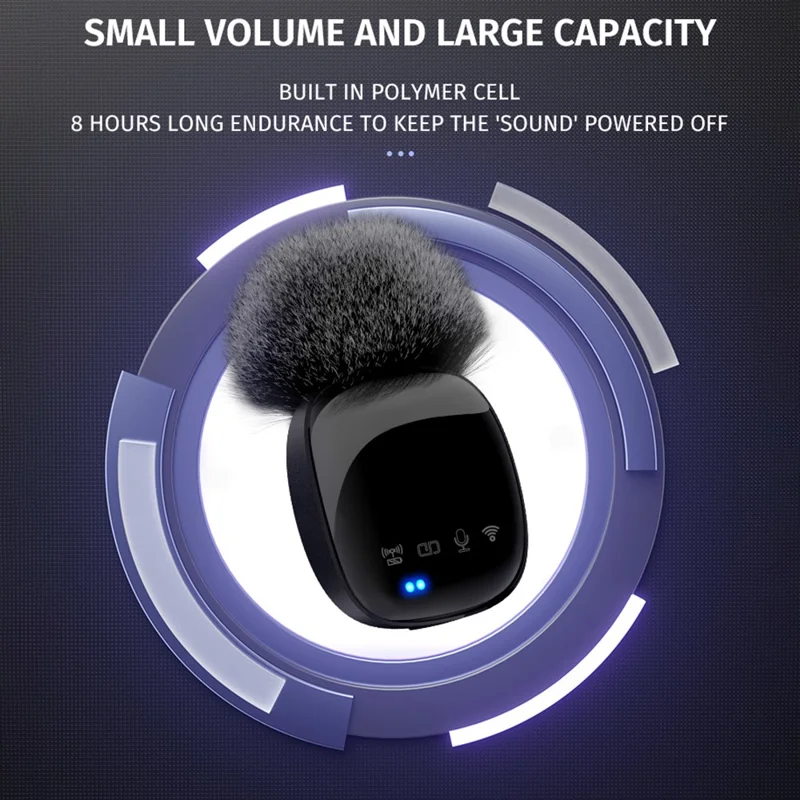 R8 Bluetooth-compatible Clip-On Recording Mic Wireless Lavalier Microphone (1 Transmitter + 1 Receiver) - For Apple