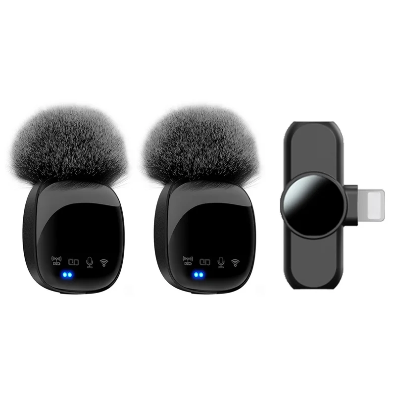 R8 Noise Cancellation Wireless Mic Clip-on Lapel Microphone (2 Transmitters + 1 Receiver) - For Apple