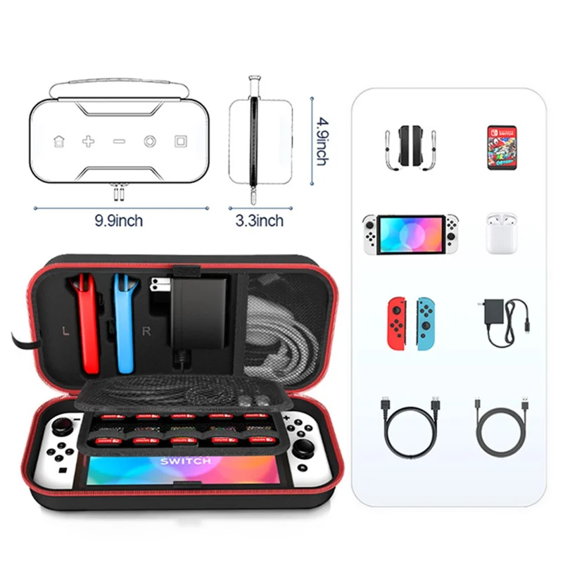 OIVO IV-SW188 För Nintendo Switch/Switch OLED Bärbar Väska för Spelkonsol och Tillbehör EVA Förvaringslåda - Röd
