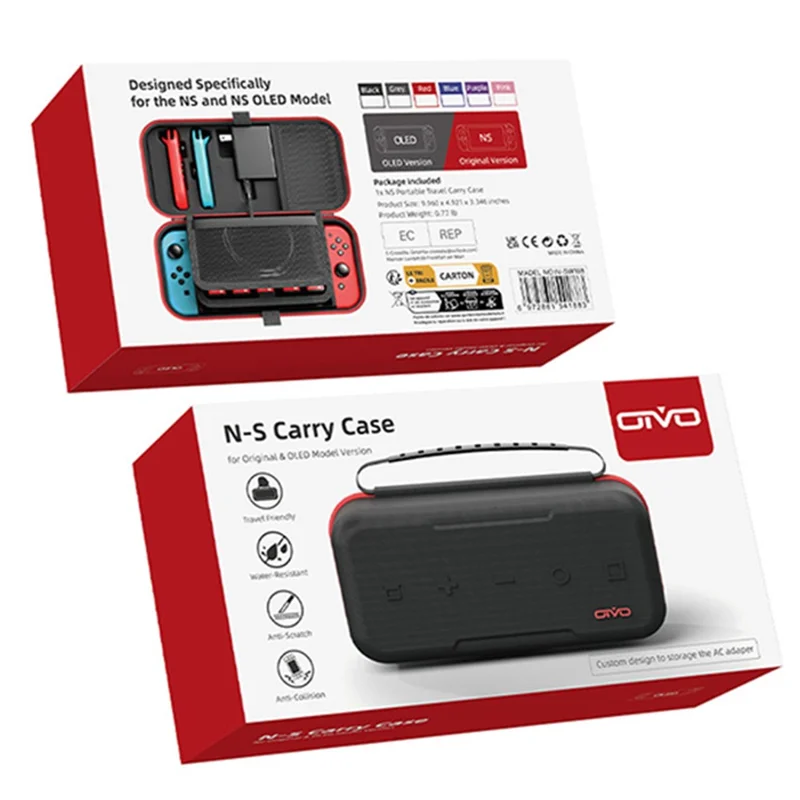 OIVO IV-SW188 För Nintendo Switch/Switch OLED Bärbar Väska för Spelkonsol och Tillbehör EVA Förvaringslåda - Röd