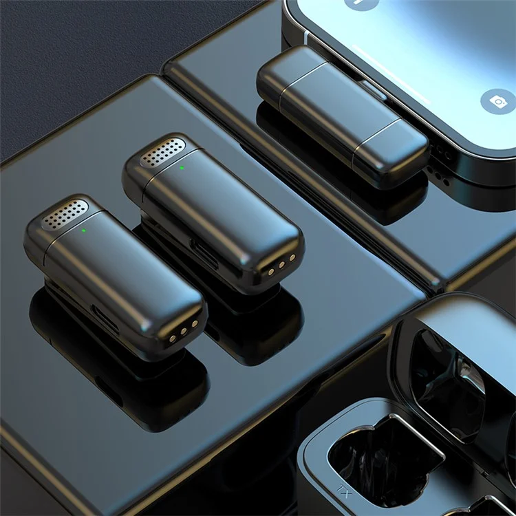 K6 Clip-On Cordless Microphone (1 Microphone + 1 Receiver) - For iPhone / Black