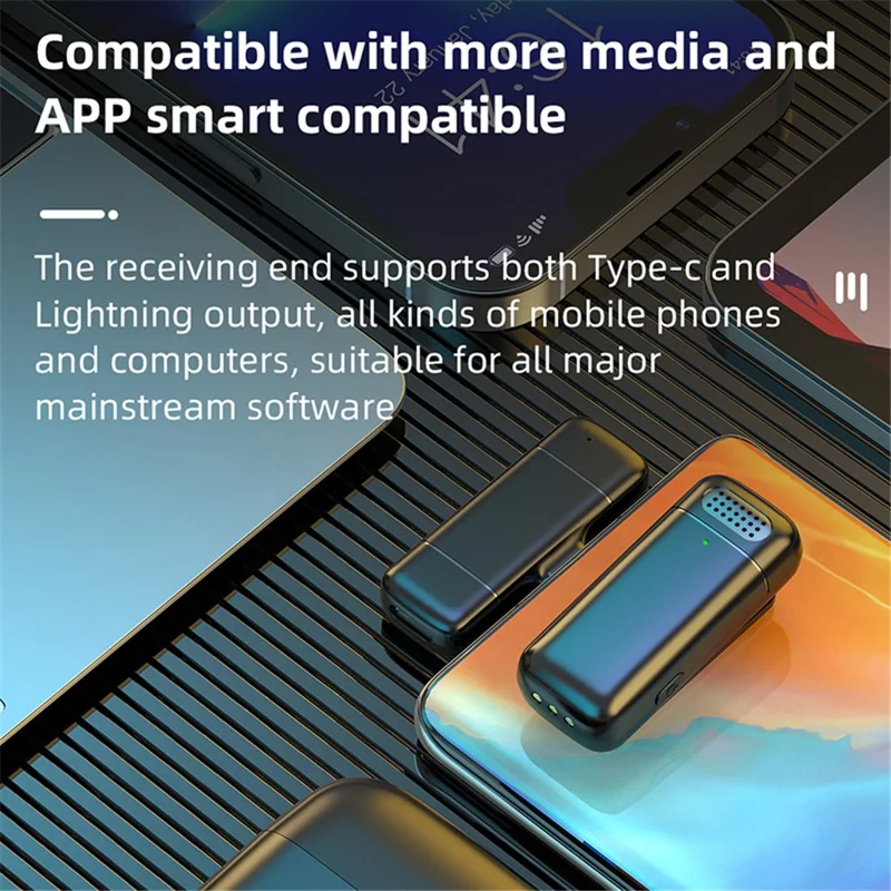 K6 Clip-On Cordless Microphone (1 Microphone + 1 Receiver) - For iPhone / Black+Yellow