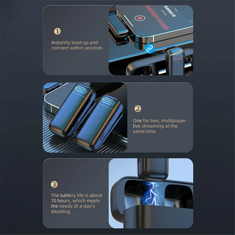 K6 Clip-On Cordless Microphone (1 Microphone + 1 Receiver) - For iPhone / Black+Yellow