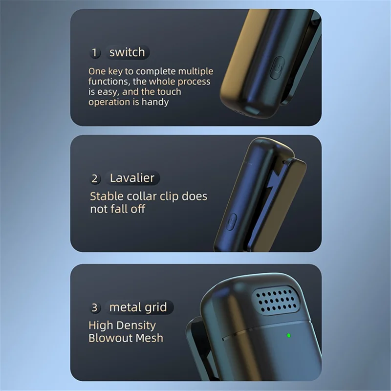 K6 Clip-On Cordless Microphone (1 Microphone + 1 Receiver) - For iPhone / Black+Yellow