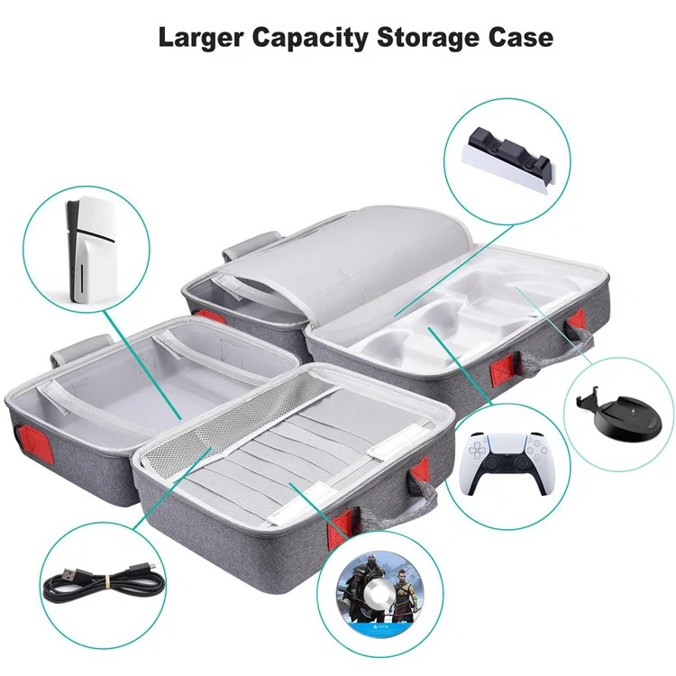 GAMWING B06 für Sony PS5 Slim Game Console Aufbewahrungstasche EVA Schultertasche Handtasche - Grau