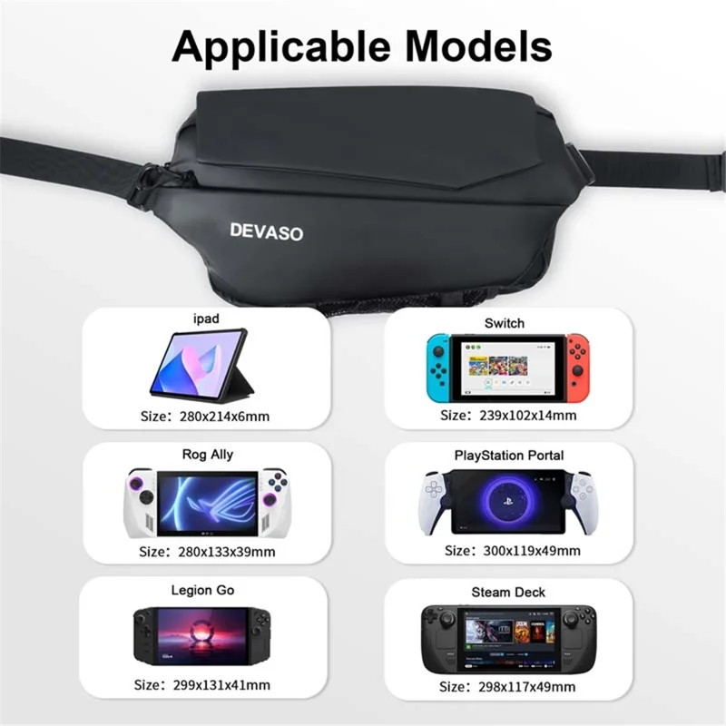 DEVASO Portable Handheld Game Console Carrying Bag PU Leather Crossbody Bag