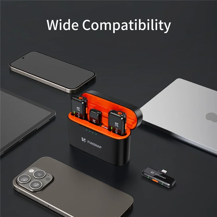 XIAOMIYOUPIN FUNSNAP S6 Kabellose Geräuschunterdrückende Lavalier-Mikrofonanlage, iP-Empfänger + Sender (ohne Ladekoffer)