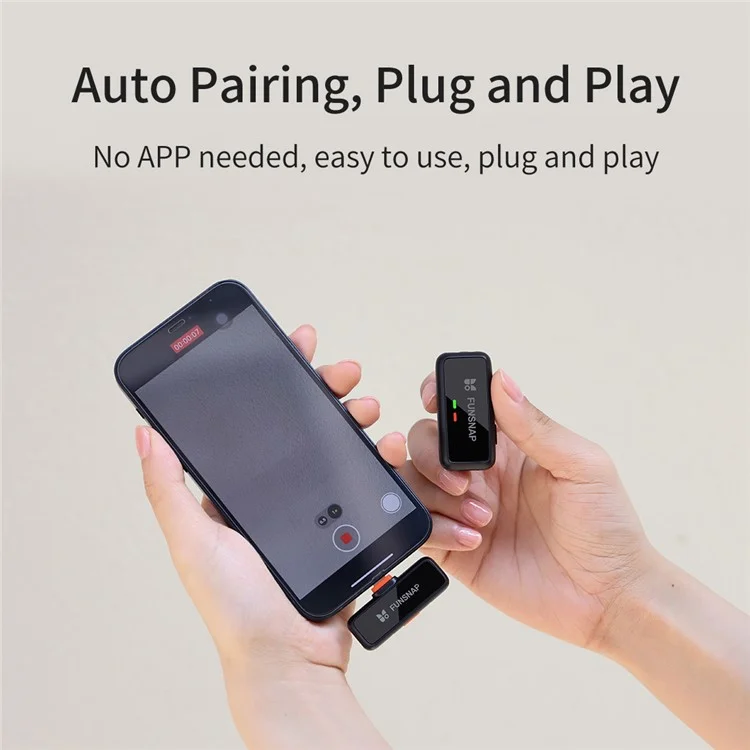 XIAOMIYOUPIN FUNSNAP S6 Kabellose Geräuschunterdrückende Lavalier-Mikrofonanlage, iP-Empfänger + Sender (ohne Ladekoffer)