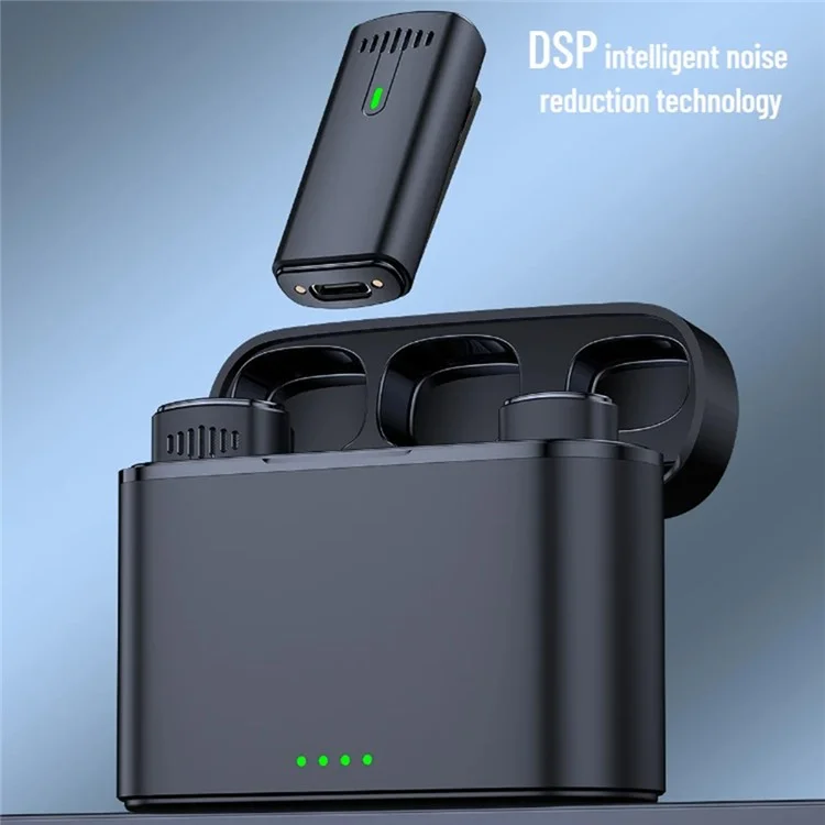 K10 Wireless Lavalier Mic DSP Noise Canceling Microphone  (2 Microfoni+1 Ricevitore) - Per iPhone / Nero+Giallo