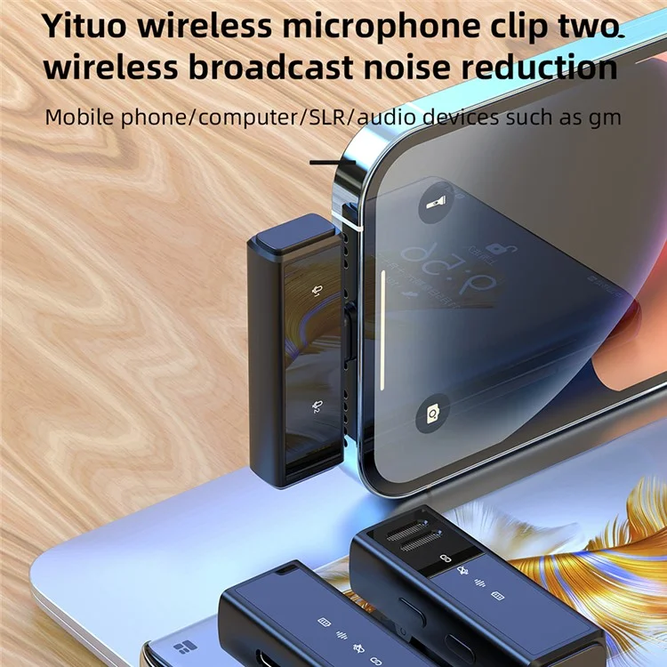 J88 Wireless Lavalier Live Streaming Microphone (2 Microfones + 1 Receptor) - Para iPhone / Preto