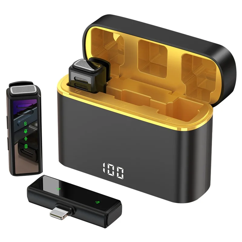 J88 Wireless Lavalier Live Streaming Microphone (2 Microphones+1 Receiver) - For iPhone / Black+Yellow