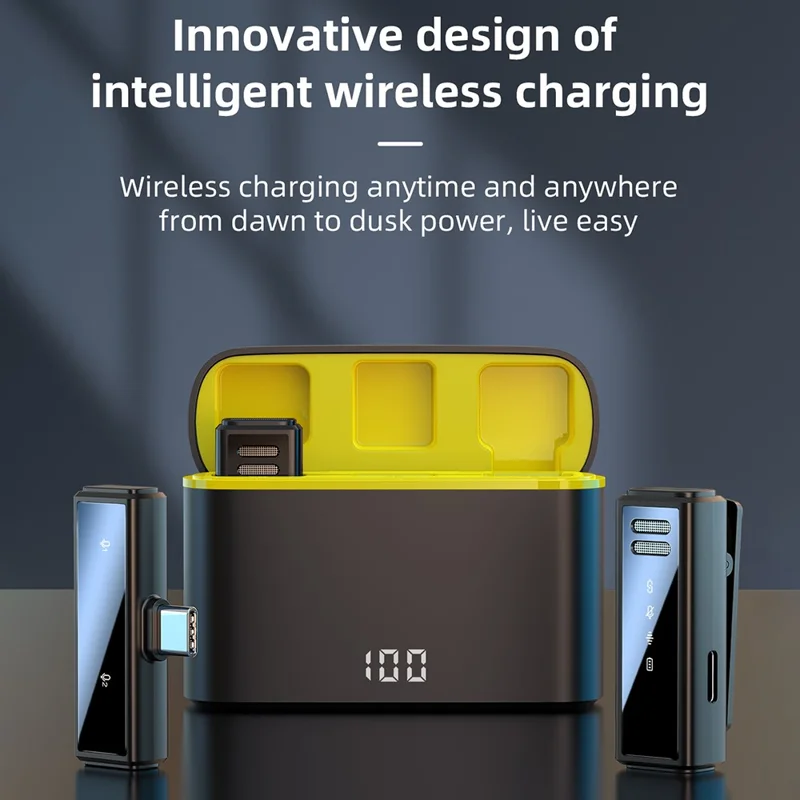 J88 Wireless Lavalier Live Streaming Microphone (2 Microphones+1 Receiver) - For iPhone / Black+Yellow