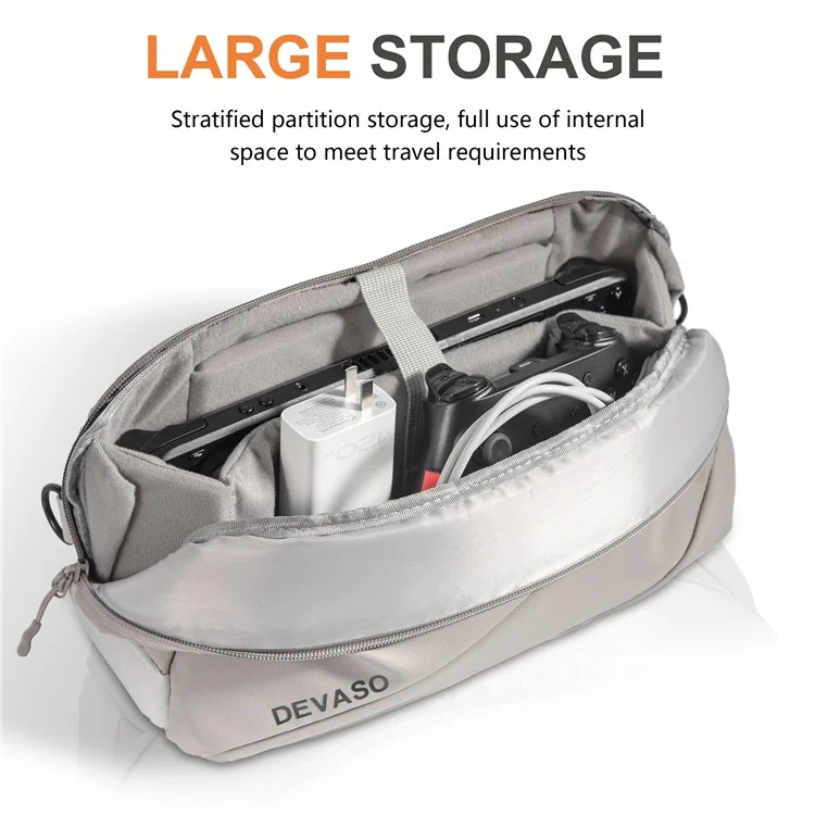 DEVASO 1133691 Bolsa de Transporte Portátil Crossbody Shoulder Bag Pouch para Steam Deck Console Devices - Cinza