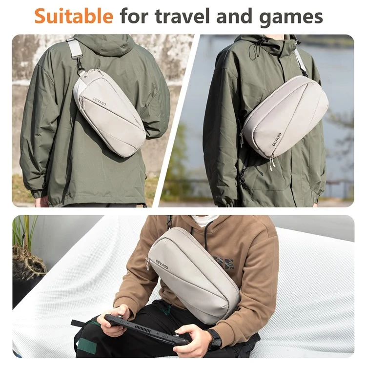 DEVASO 1133691 Bolsa de Transporte Portátil Crossbody Shoulder Bag Pouch para Steam Deck Console Devices - Cinza