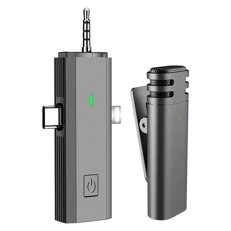 S17 Para iPhone+Type-C+3.5mm AUX Sistema de Microfone Lavalier Sem Fio 3 em 1, 1 Microfone + 1 Receptor