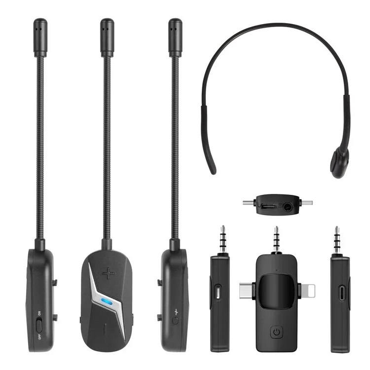 YANMAI GF13 Microfono Wireless con Riduzione del Rumore 2.4G con Fascia Rimovibile